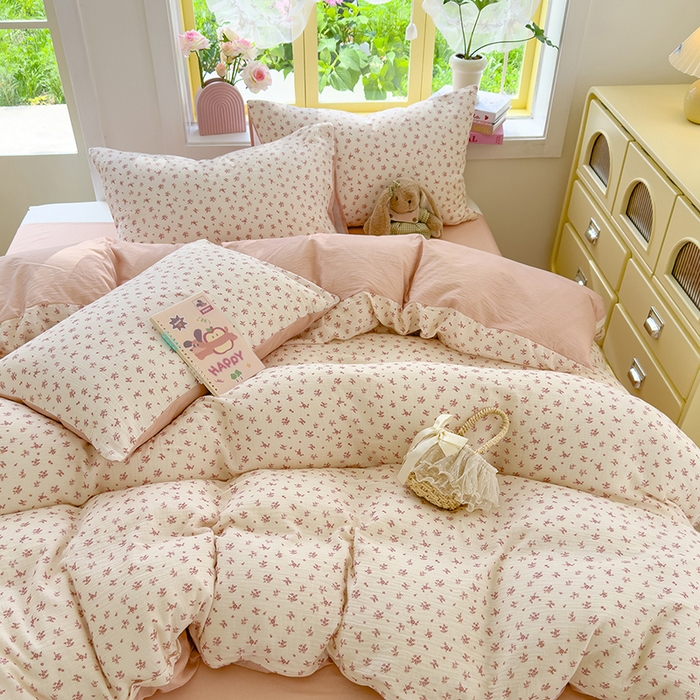 颜选2025新款105克加厚双层纱木棉四件套（含买家秀） 蔷薇花开