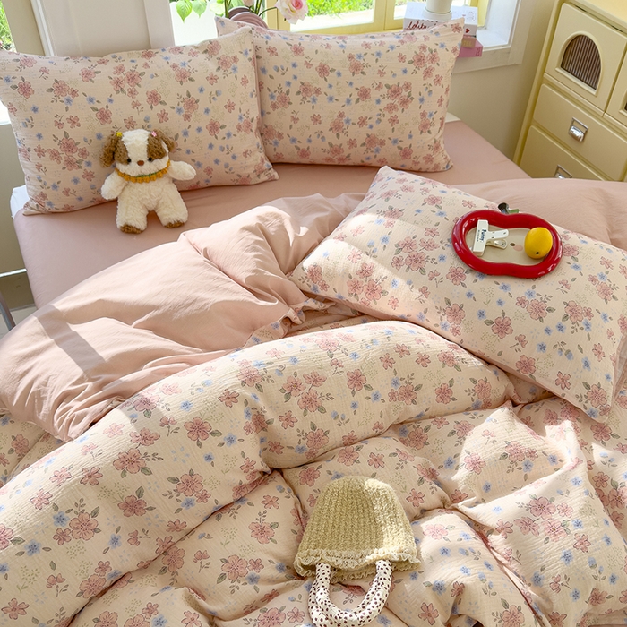 91家纺网 家纺一手货源 找家纺 颜选2025新款105克加厚双层纱木棉四件套（含买家秀） 秋叶