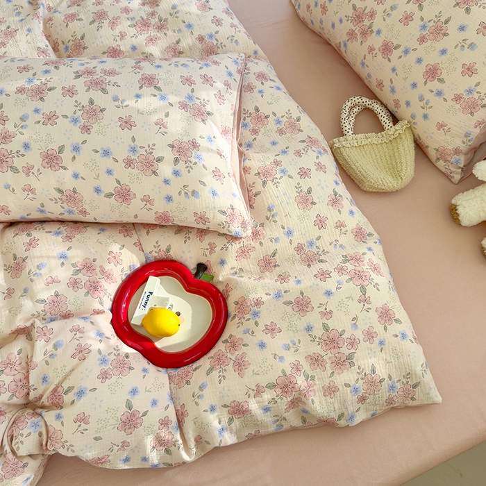 91家纺网 家纺一手货源 找家纺 颜选2025新款105克加厚双层纱木棉四件套（含买家秀） 秋叶