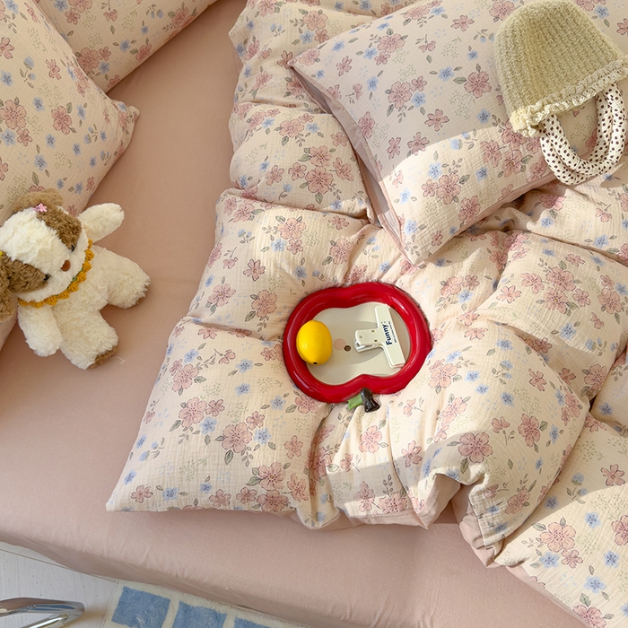 91家纺网 家纺一手货源 找家纺 颜选2025新款105克加厚双层纱木棉四件套（含买家秀） 秋叶