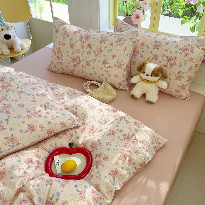 91家纺网 家纺一手货源 找家纺 颜选2025新款105克加厚双层纱木棉四件套（含买家秀） 秋叶