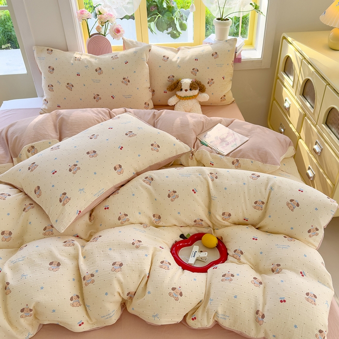 颜选2025新款105克加厚双层纱木棉四件套（含买家秀） 旺仔小樱桃