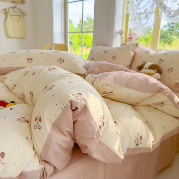 91家纺网 家纺一手货源 找家纺 颜选2025新款105克加厚双层纱木棉四件套（含买家秀） 旺仔小樱桃