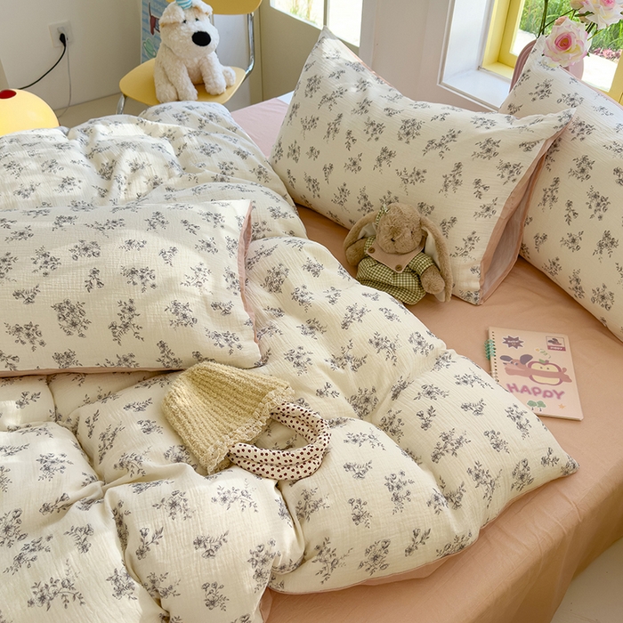 91家纺网 家纺一手货源 找家纺 颜选2025新款105克加厚双层纱木棉四件套（含买家秀） 夏鸣