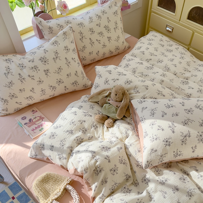 91家纺网 家纺一手货源 找家纺 颜选2025新款105克加厚双层纱木棉四件套（含买家秀） 夏鸣