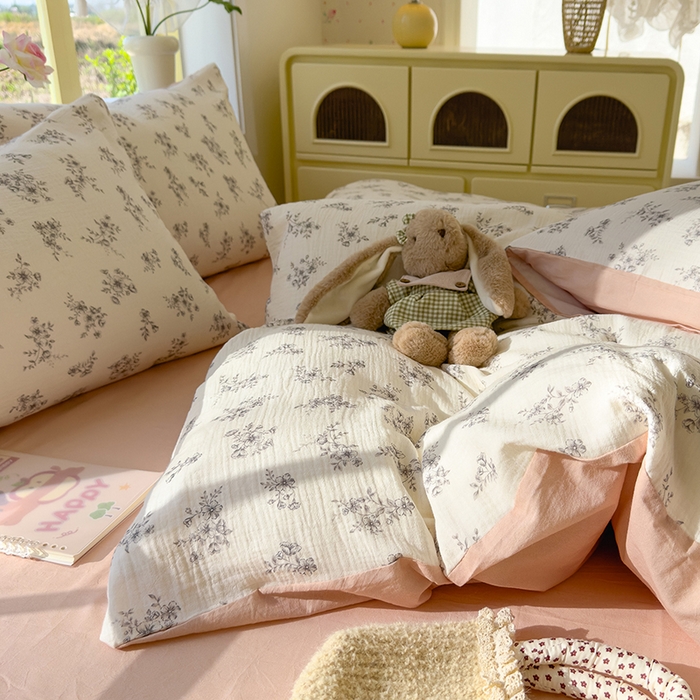 91家纺网 家纺一手货源 找家纺 颜选2025新款105克加厚双层纱木棉四件套（含买家秀） 夏鸣