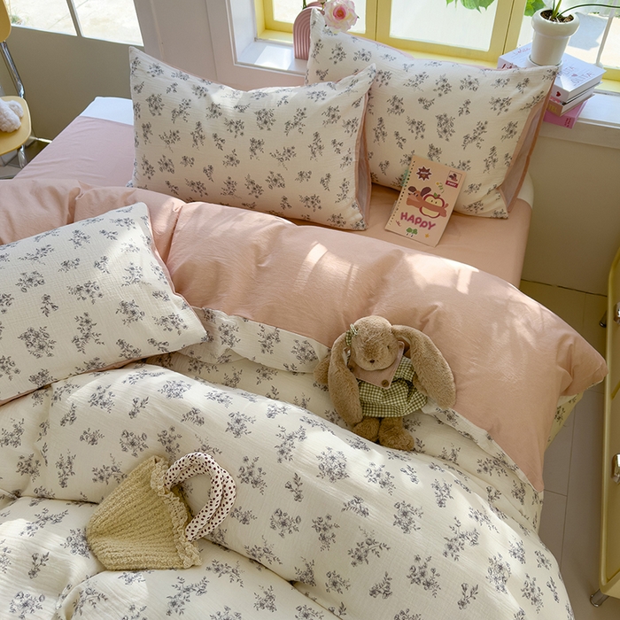 91家纺网 家纺一手货源 找家纺 颜选2025新款105克加厚双层纱木棉四件套（含买家秀） 夏鸣