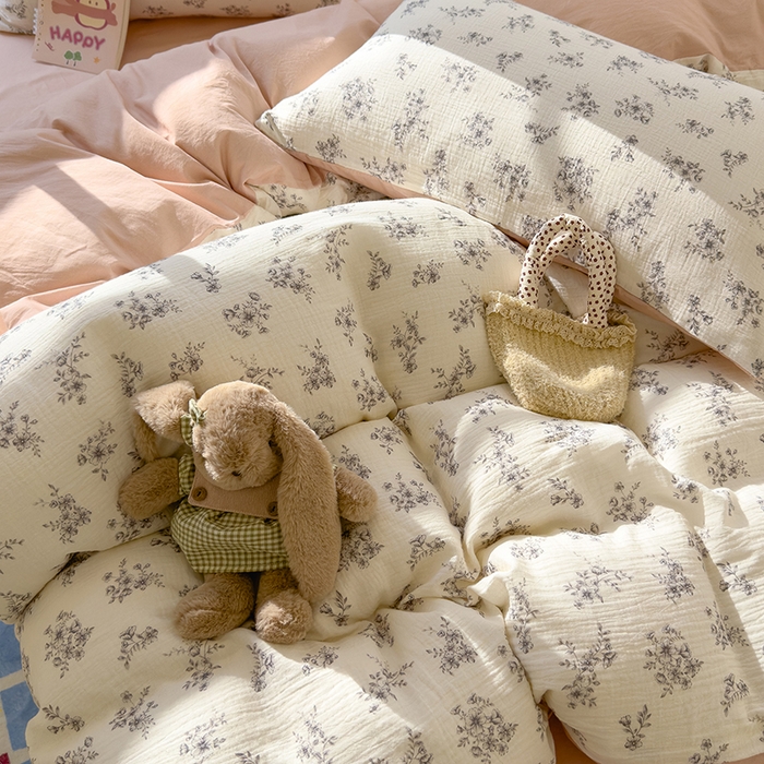 91家纺网 家纺一手货源 找家纺 颜选2025新款105克加厚双层纱木棉四件套（含买家秀） 夏鸣