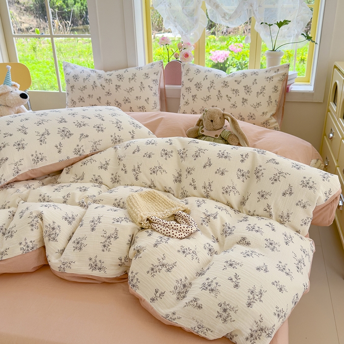 91家纺网 家纺一手货源 找家纺 颜选2025新款105克加厚双层纱木棉四件套（含买家秀） 夏鸣