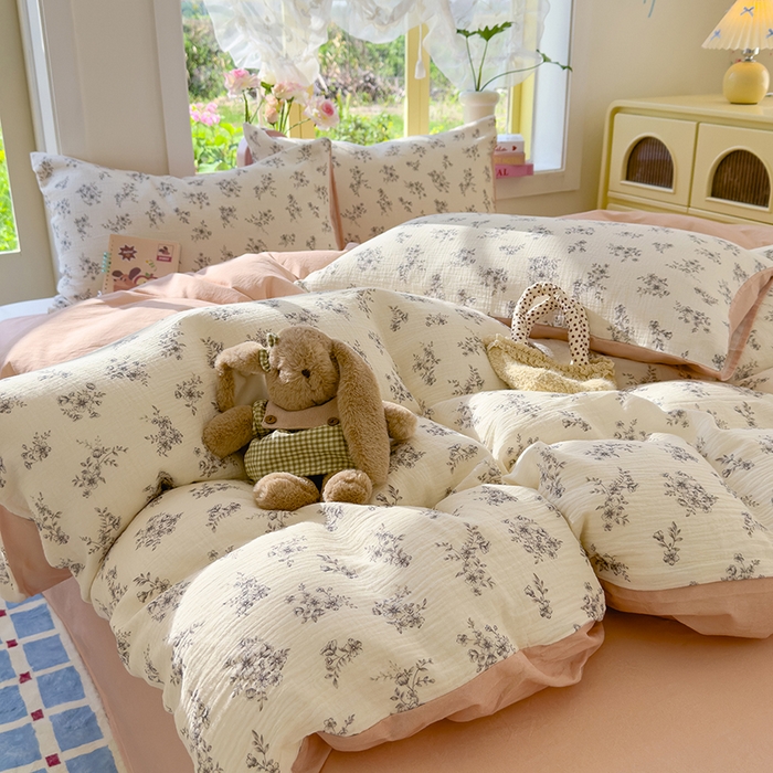 91家纺网 家纺一手货源 找家纺 颜选2025新款105克加厚双层纱木棉四件套（含买家秀） 夏鸣