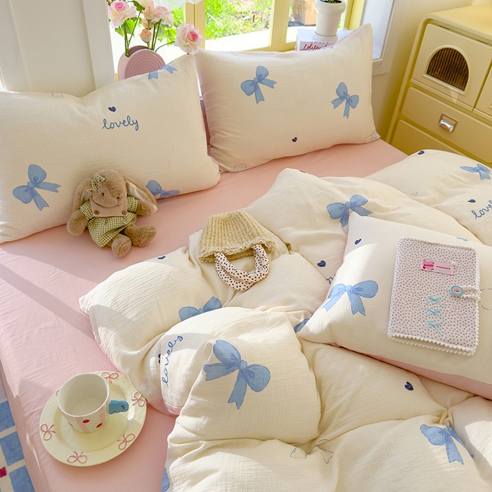 91家纺网 家纺一手货源 找家纺 颜选2025新款105克加厚双层纱木棉四件套（含买家秀） 星语结梦