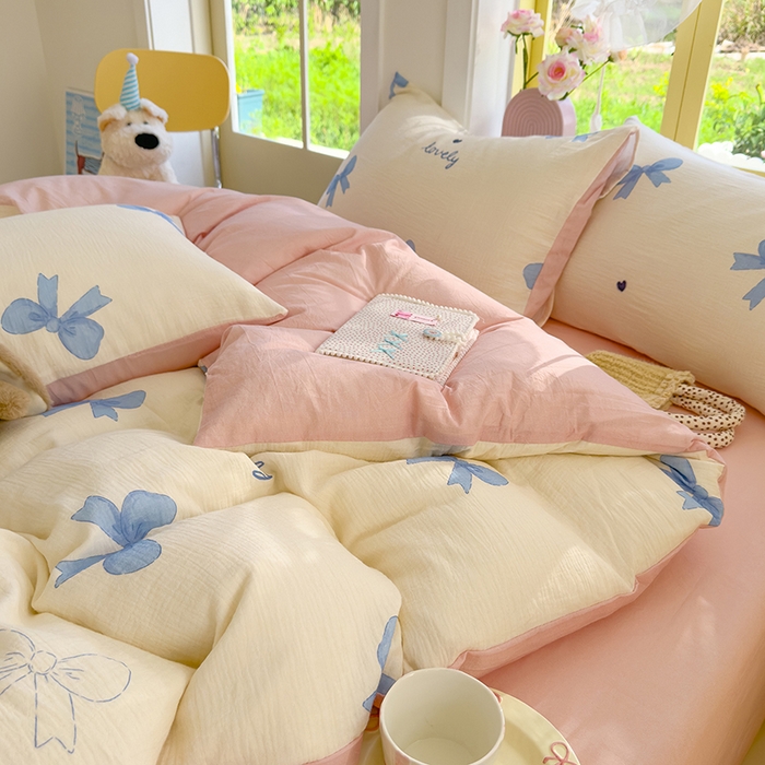 91家纺网 家纺一手货源 找家纺 颜选2025新款105克加厚双层纱木棉四件套（含买家秀） 星语结梦