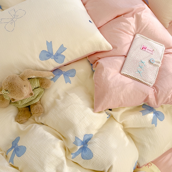 91家纺网 家纺一手货源 找家纺 颜选2025新款105克加厚双层纱木棉四件套（含买家秀） 星语结梦