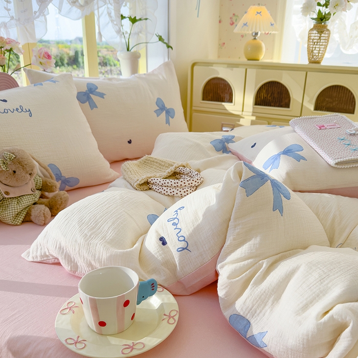 91家纺网 家纺一手货源 找家纺 颜选2025新款105克加厚双层纱木棉四件套（含买家秀） 星语结梦