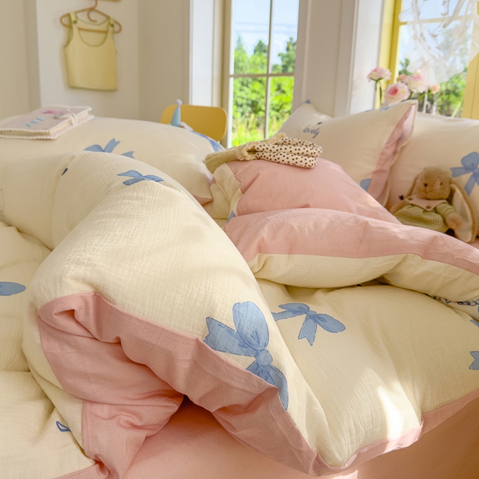 91家纺网 家纺一手货源 找家纺 颜选2025新款105克加厚双层纱木棉四件套（含买家秀） 星语结梦