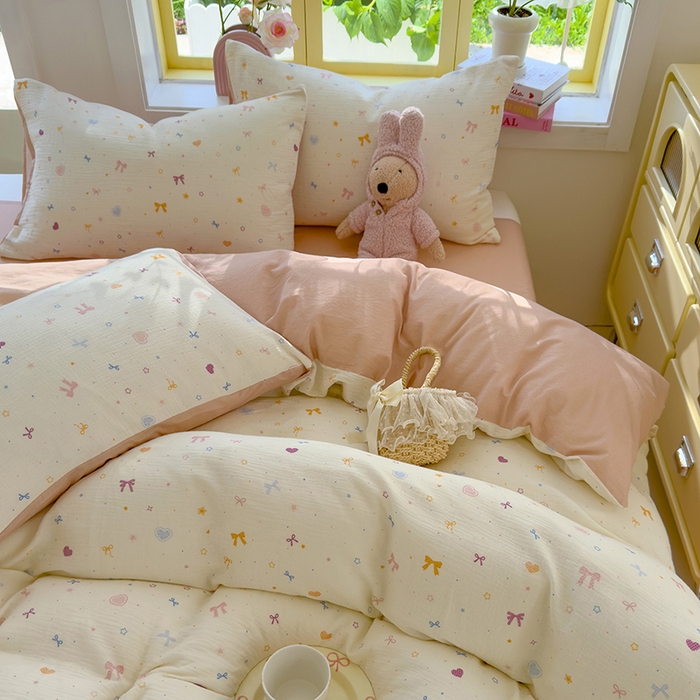 91家纺网 家纺一手货源 找家纺 颜选2025新款105克加厚双层纱木棉四件套（含买家秀） 星月