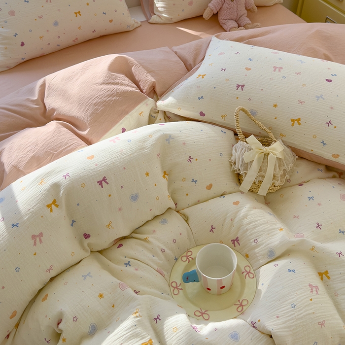 91家纺网 家纺一手货源 找家纺 颜选2025新款105克加厚双层纱木棉四件套（含买家秀） 星月