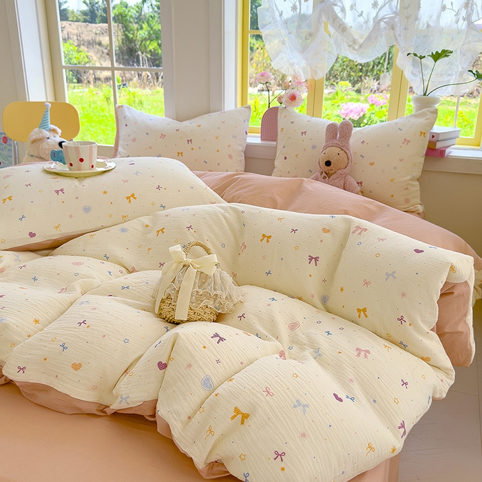 91家纺网 家纺一手货源 找家纺 颜选2025新款105克加厚双层纱木棉四件套（含买家秀） 星月