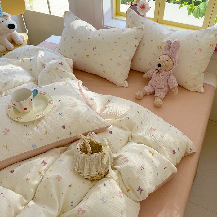 91家纺网 家纺一手货源 找家纺 颜选2025新款105克加厚双层纱木棉四件套（含买家秀） 星月