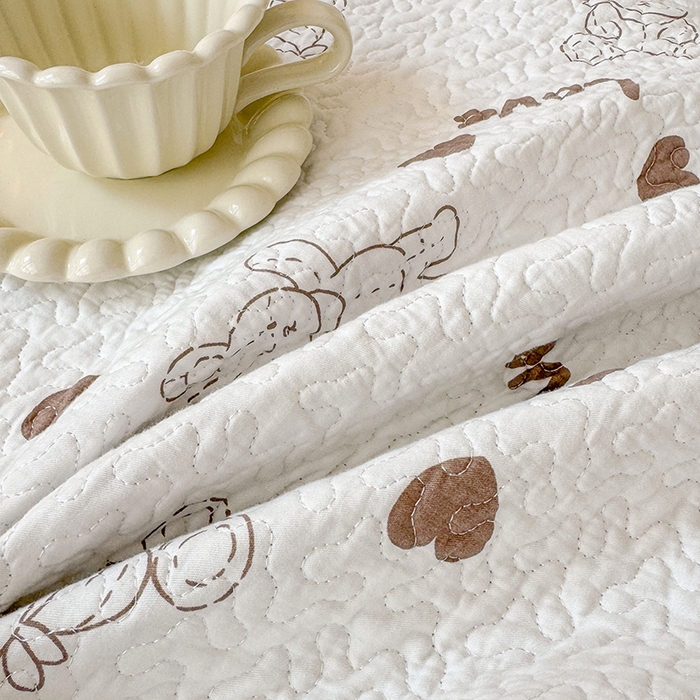 91家纺网 家纺一手货源 找家纺 期遇家居 2025新款13372全棉印花学生床盖双面纯棉宿舍床盖 布偶兔