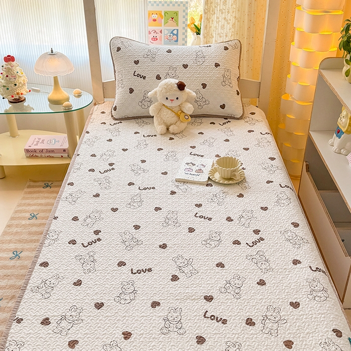 91家纺网 家纺一手货源 找家纺 期遇家居 2025新款13372全棉印花学生床盖双面纯棉宿舍床盖 布偶兔