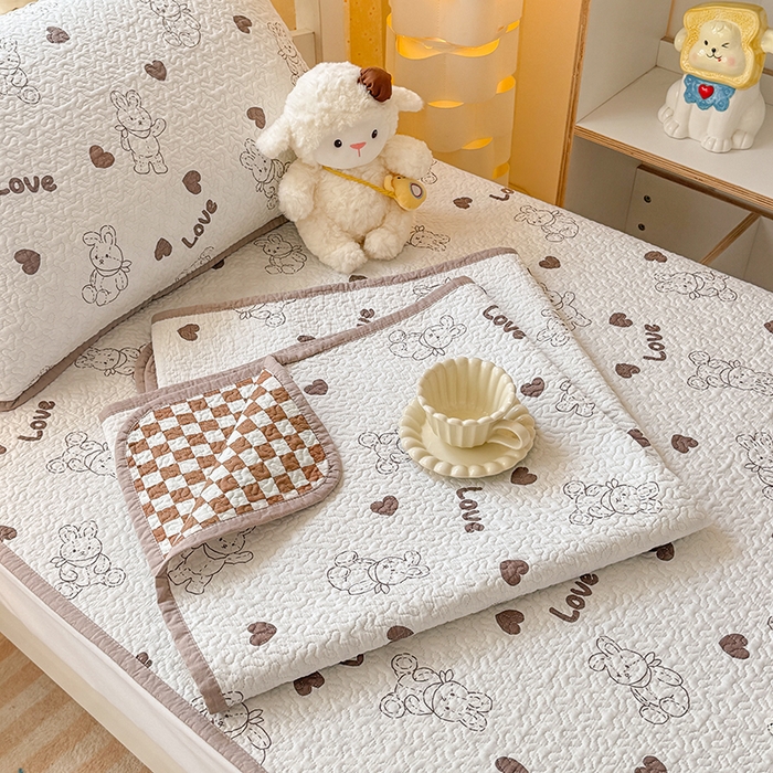 91家纺网 家纺一手货源 找家纺 期遇家居 2025新款13372全棉印花学生床盖双面纯棉宿舍床盖 布偶兔