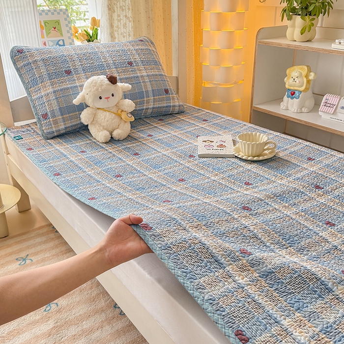 期遇家居 2025新款13372全棉印花学生床盖双面纯棉宿舍床盖 律动爱心