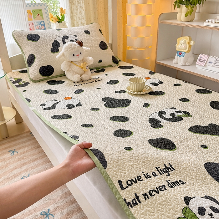 期遇家居 2025新款13372全棉印花学生床盖双面纯棉宿舍床盖 香香熊猫