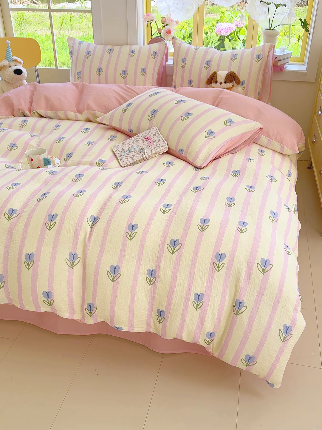 91家纺网 家纺一手货源 找家纺 （总）颜选2025新款105克加厚双层纱木棉四件套（含买家秀）