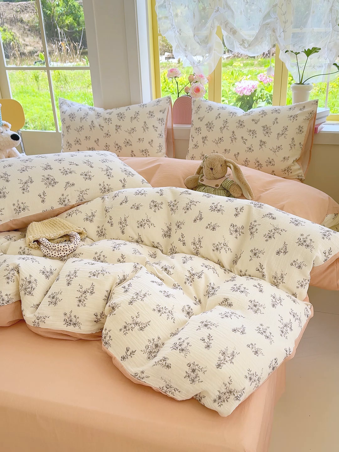 91家纺网 家纺一手货源 找家纺 颜选2025新款105克加厚双层纱木棉四件套（含买家秀） 素笺花语