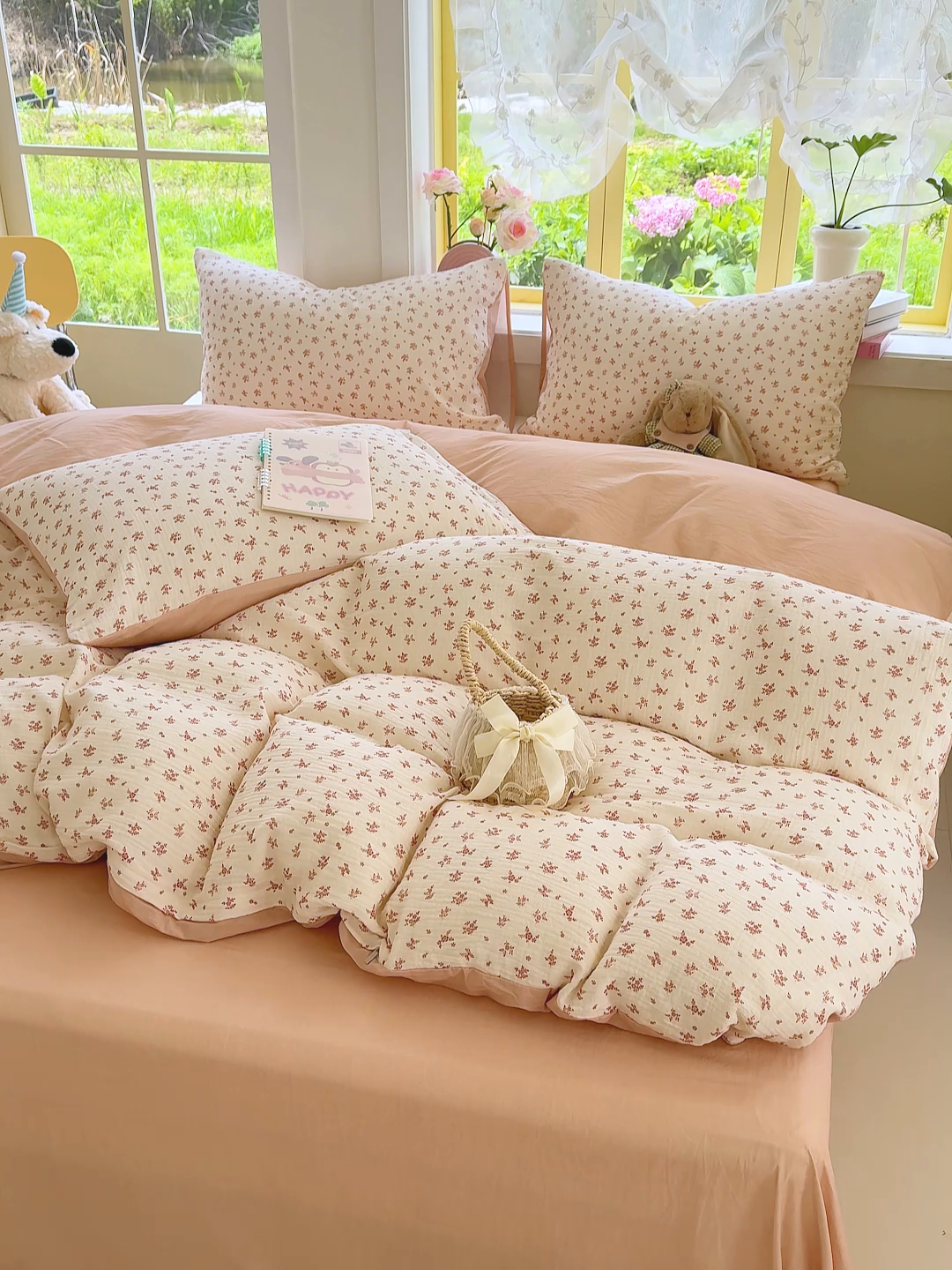 91家纺网 家纺一手货源 找家纺 颜选2025新款105克加厚双层纱木棉四件套（含买家秀） 蔷薇花开