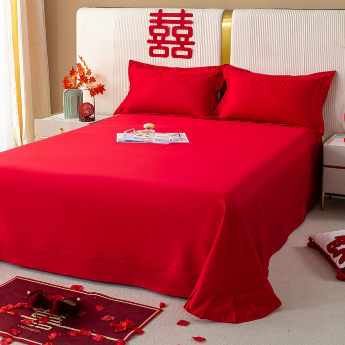 91家纺网 家纺一手货源 找家纺 （总）银石 2026新款长绒棉婚庆绣花四件套