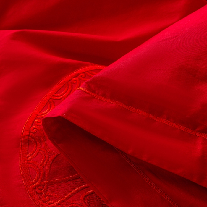 91家纺网 家纺一手货源 找家纺 （总）银石 2026新款长绒棉婚庆绣花四件套