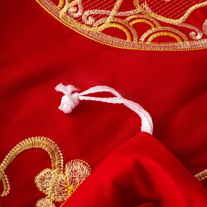 91家纺网 家纺一手货源 找家纺 银石 2025新款长绒棉婚庆绣花四件套 大喜日子-金