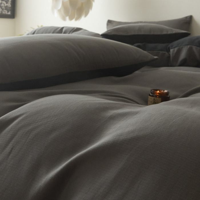 91家纺网 家纺一手货源 找家纺 ab家纺 2025新款全棉纯棉磨毛提花四件套 骑士灰- 玛瑙灰