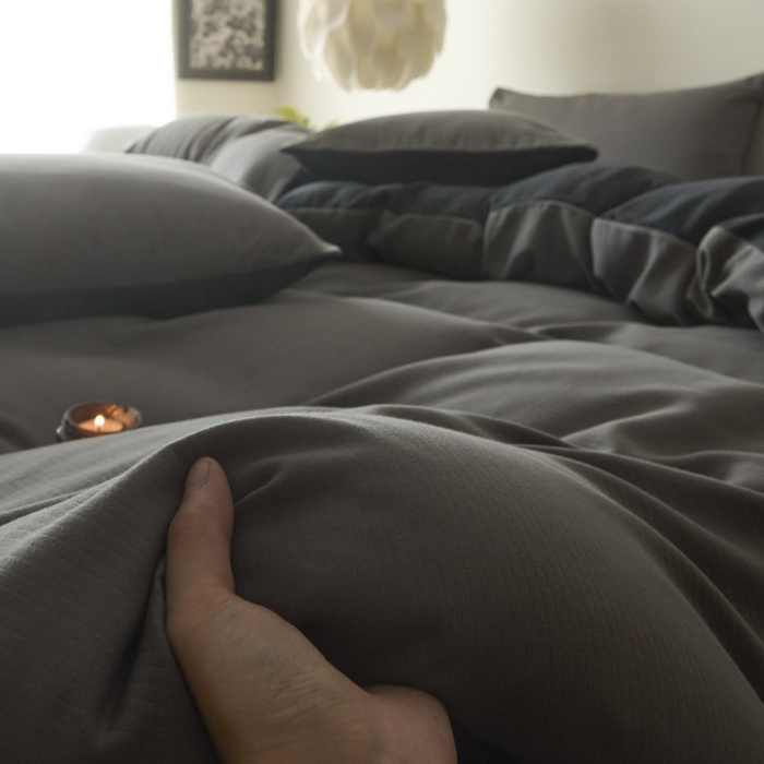 91家纺网 家纺一手货源 找家纺 ab家纺 2025新款全棉纯棉磨毛提花四件套 骑士灰- 玛瑙灰