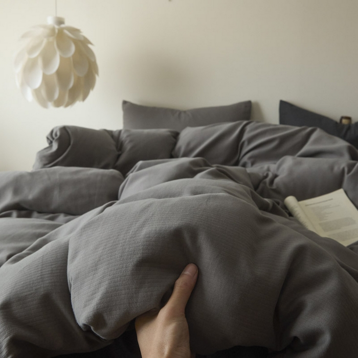 91家纺网 家纺一手货源 找家纺 ab家纺 2025新款全棉纯棉磨毛提花四件套 骑士灰- 玛瑙灰