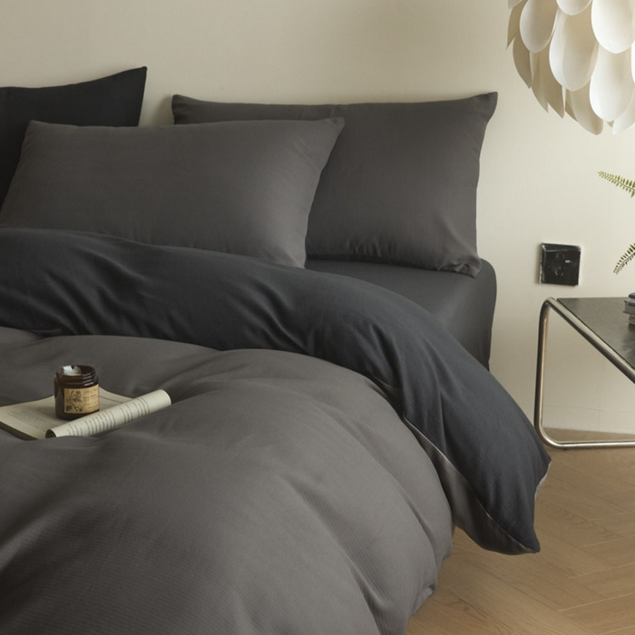 91家纺网 家纺一手货源 找家纺 ab家纺 2025新款全棉纯棉磨毛提花四件套 骑士灰- 玛瑙灰