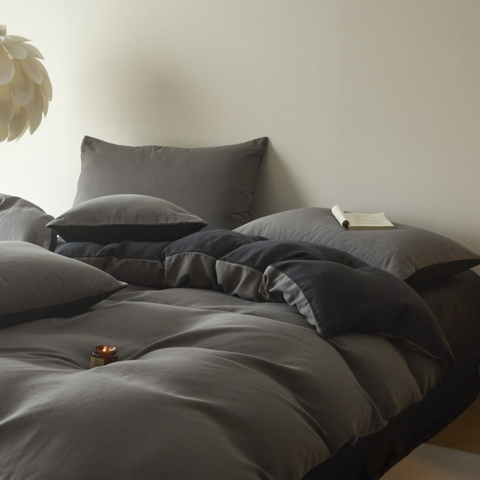 91家纺网 家纺一手货源 找家纺 ab家纺 2025新款全棉纯棉磨毛提花四件套 骑士灰- 玛瑙灰