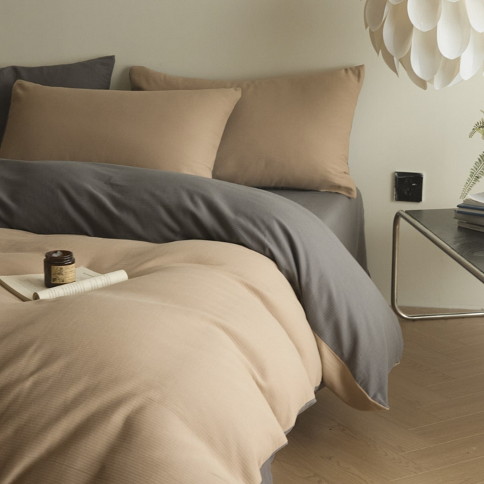 91家纺网 家纺一手货源 找家纺 ab家纺 2025新款全棉纯棉磨毛提花四件套 浅咖-玛瑙灰