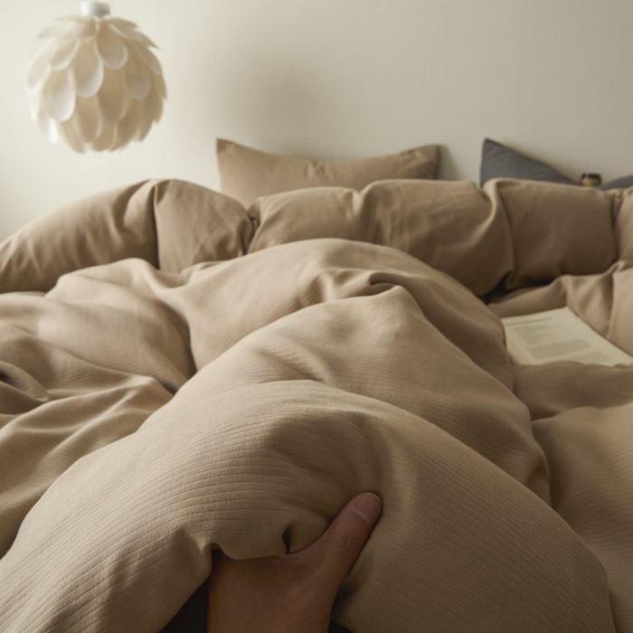 91家纺网 家纺一手货源 找家纺 ab家纺 2025新款全棉纯棉磨毛提花四件套 浅咖-玛瑙灰