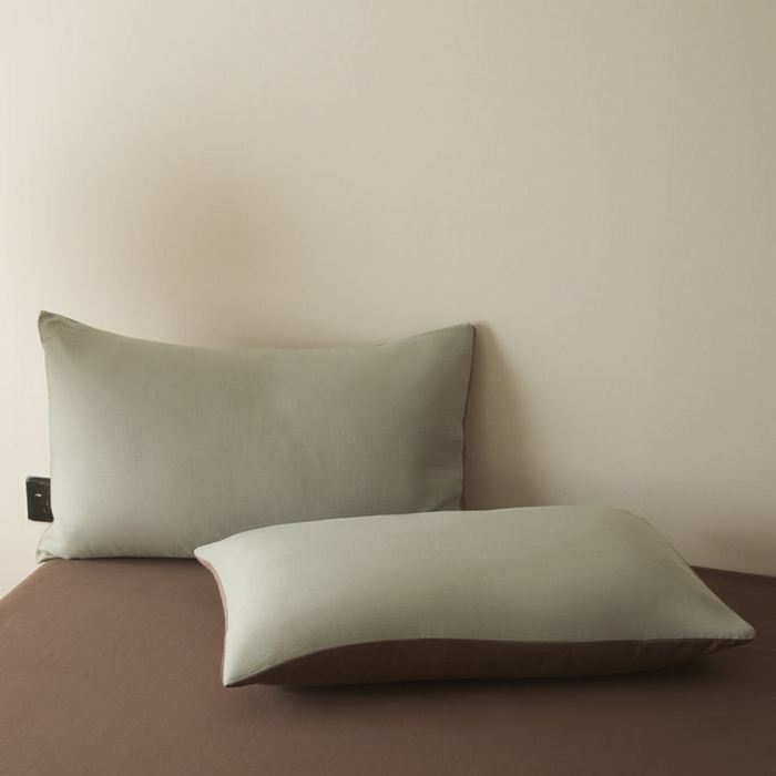 91家纺网 家纺一手货源 找家纺 ab家纺 2025新款全棉纯棉磨毛提花四件套 浅绿-迷雾棕