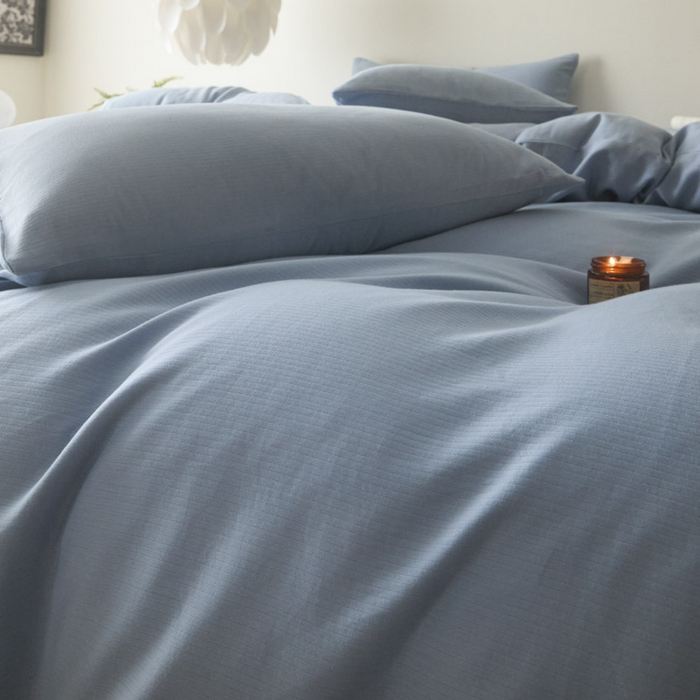 91家纺网 家纺一手货源 找家纺 ab家纺 2025新款全棉纯棉磨毛提花四件套 星蓝