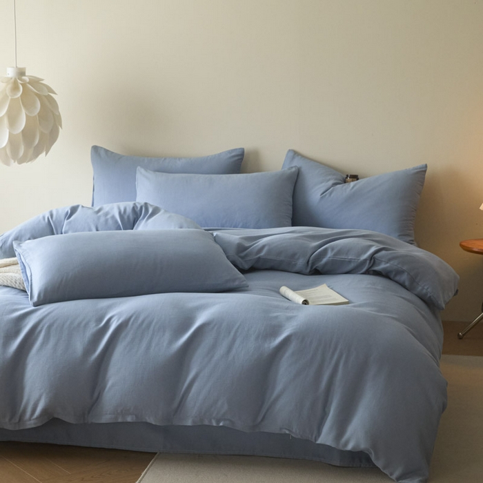 91家纺网 家纺一手货源 找家纺 ab家纺 2025新款全棉纯棉磨毛提花四件套 星蓝