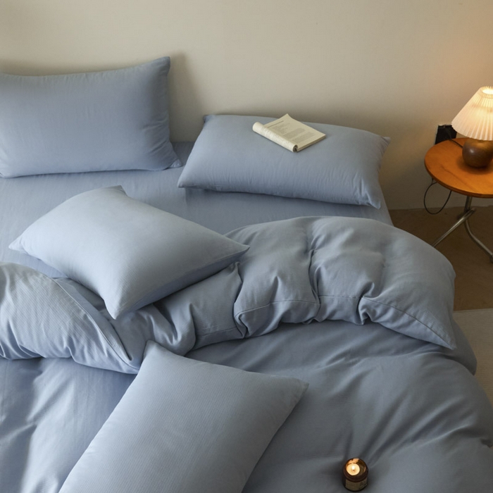 91家纺网 家纺一手货源 找家纺 ab家纺 2025新款全棉纯棉磨毛提花四件套 星蓝