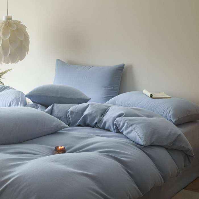 91家纺网 家纺一手货源 找家纺 ab家纺 2025新款全棉纯棉磨毛提花四件套 星蓝