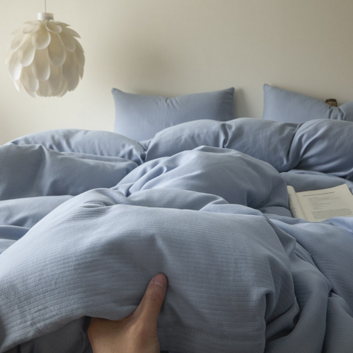 91家纺网 家纺一手货源 找家纺 ab家纺 2025新款全棉纯棉磨毛提花四件套 星蓝