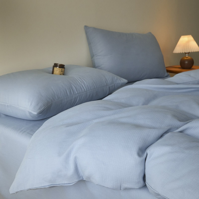 91家纺网 家纺一手货源 找家纺 ab家纺 2025新款全棉纯棉磨毛提花四件套 星蓝