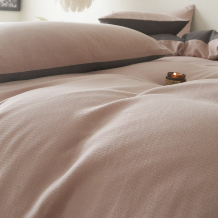 91家纺网 家纺一手货源 找家纺 ab家纺 2025新款全棉纯棉磨毛提花四件套 茵荔粉-玛瑙灰