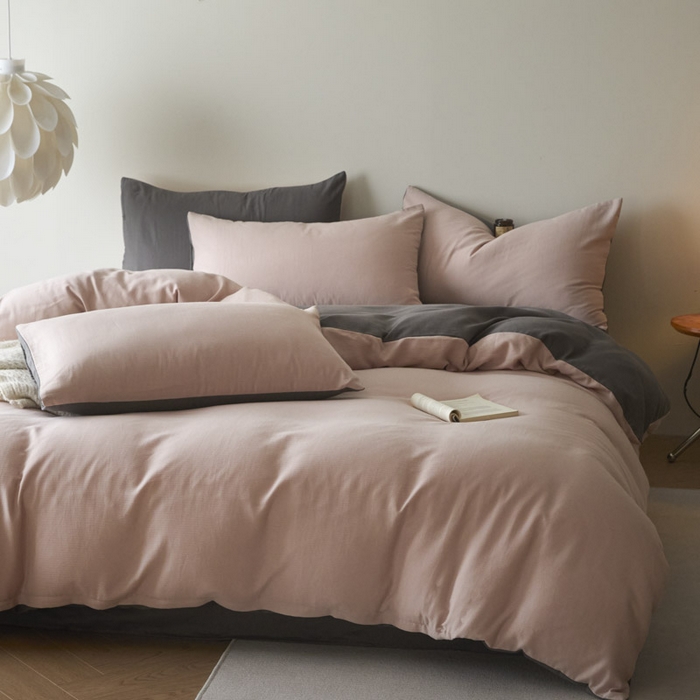 91家纺网 家纺一手货源 找家纺 ab家纺 2025新款全棉纯棉磨毛提花四件套 茵荔粉-玛瑙灰